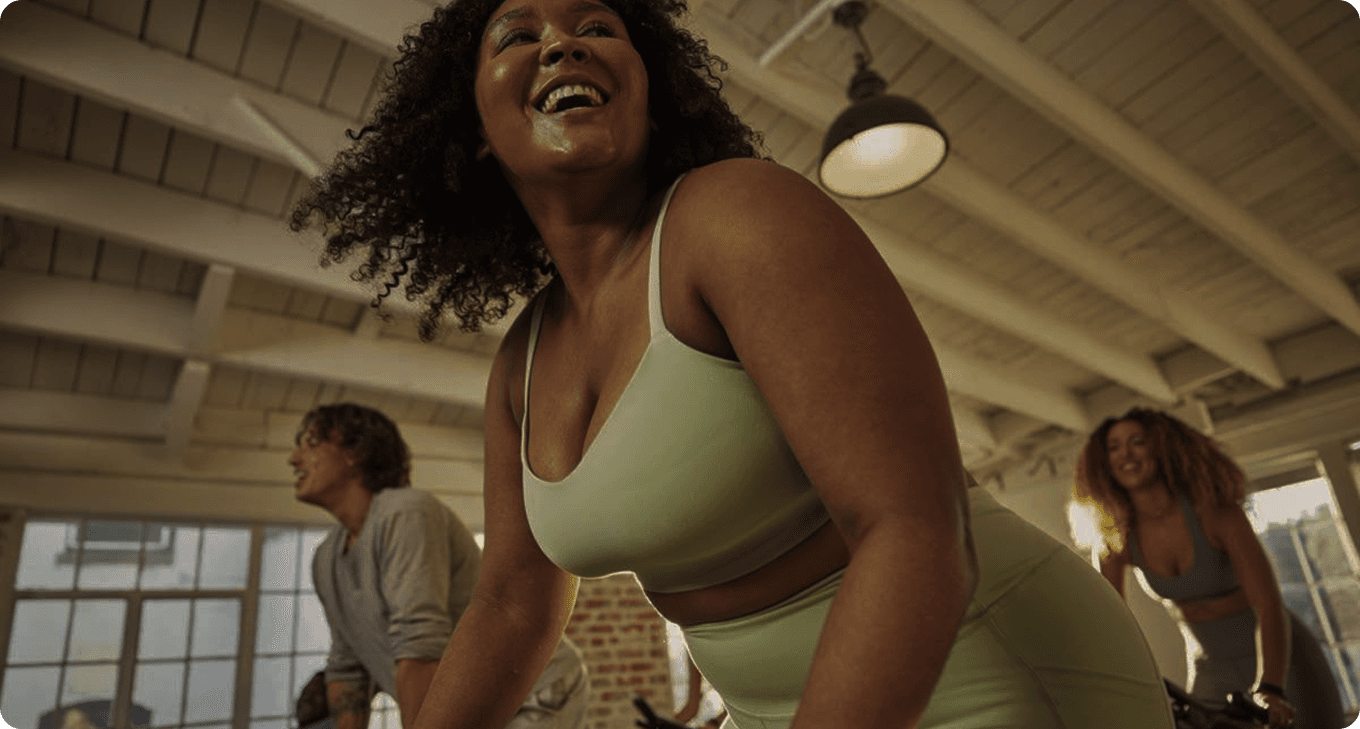 Woman smiling while exercising