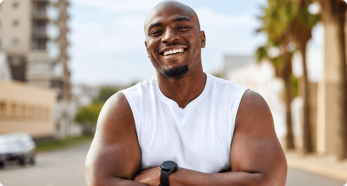 Man smiling outdoors
